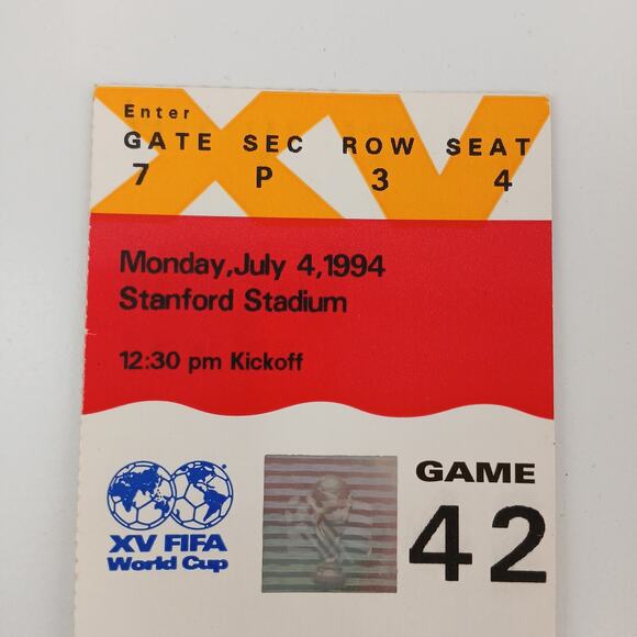 1994 FIFA World Cup Ticket Stub Game 42 Brazil vs Cameroon Stanford Stadium - Picture 11 of 12